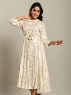 Rayon Printed Fit And Flare Midi Dress