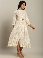 Rayon Printed Fit And Flare Midi Dress