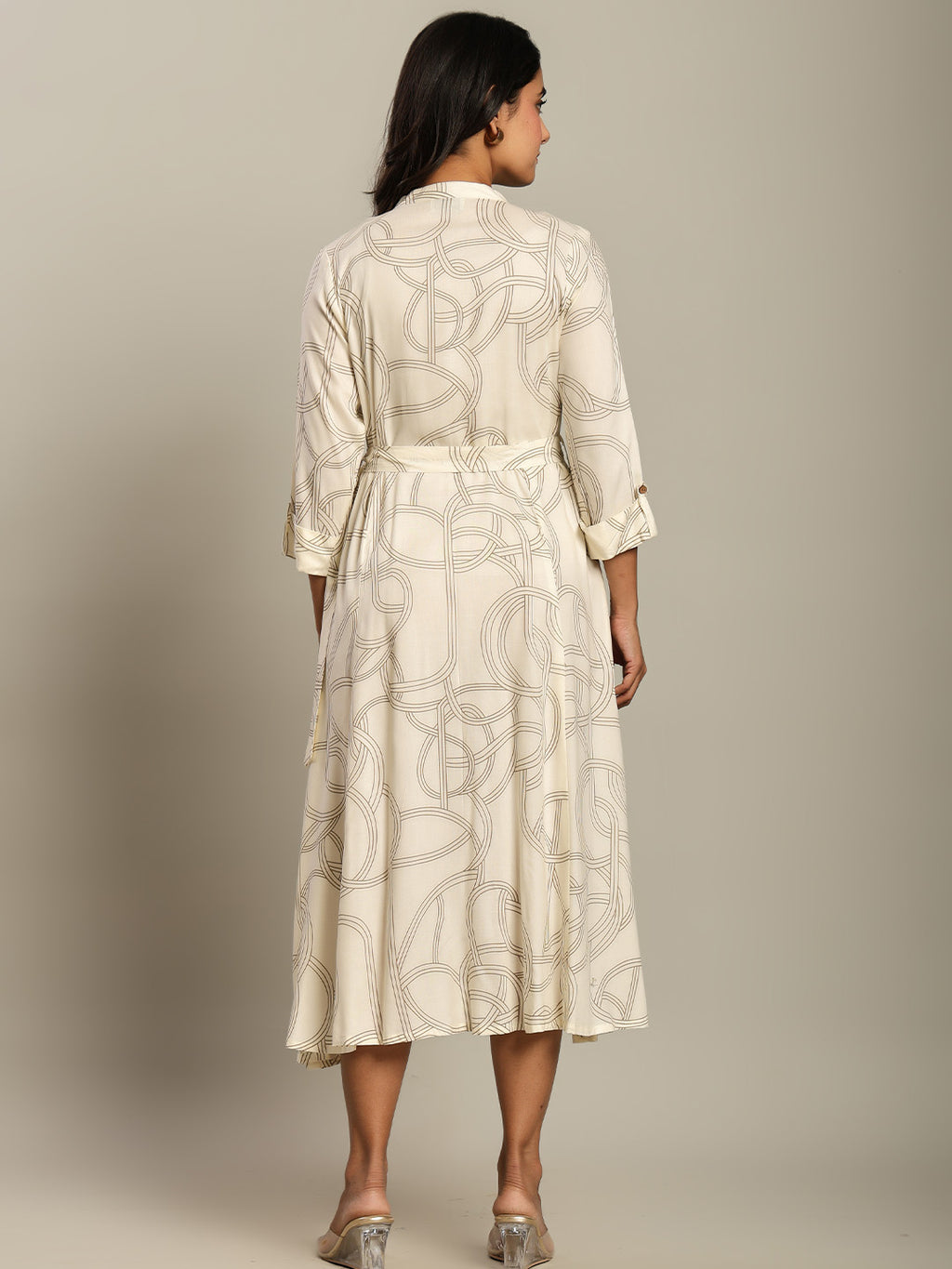 Rayon Printed Fit And Flare Midi Dress