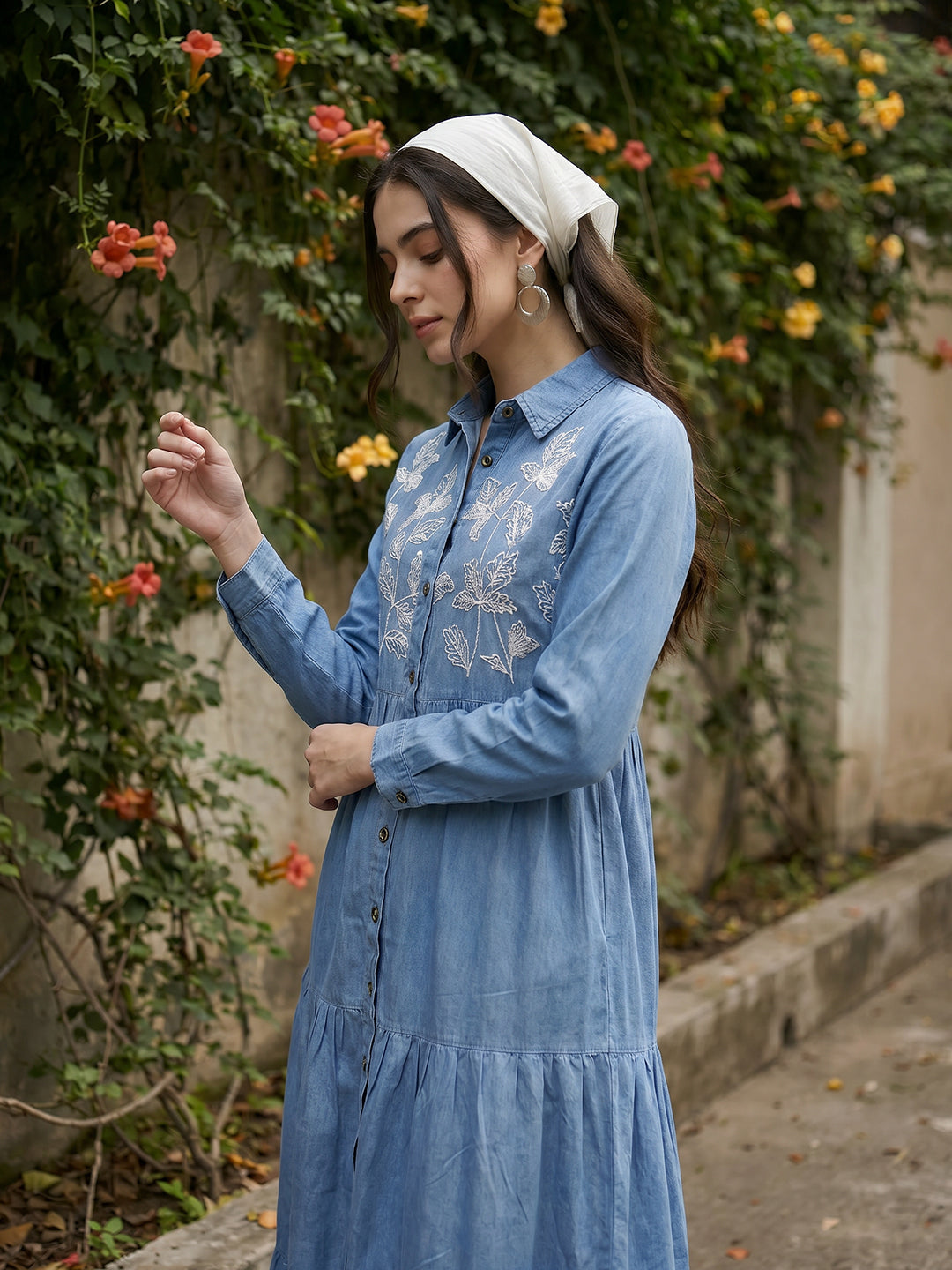 Zummer Women Blue Denim Layered Maxi Dress