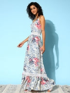 Multi Printed Backless Maxi Dress
