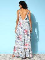 Multi Printed Backless Maxi Dress