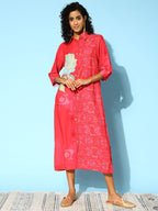 Collar Embellished Shirt Midi Dress