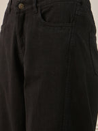 Black Denim Front Seam Wide Leg Jeans