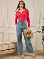 Light Blue Wash Straight Fit Jeans