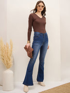Blue Wash Denim Bellbottom Jeans