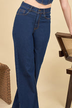 Denim Navy Blue High-Rise Straight Fit Jeans