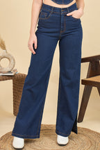 Denim Navy Blue High-Rise Straight Fit Jeans