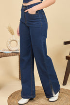 Denim Navy Blue High-Rise Straight Fit Jeans