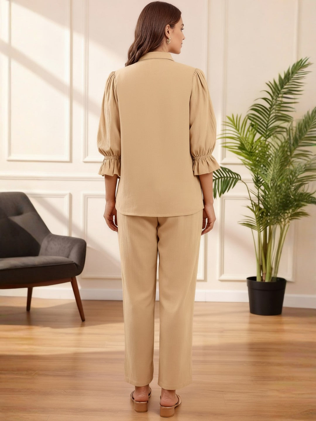 Cotton Embroidered Shirt With TrouserCo-Ords Set