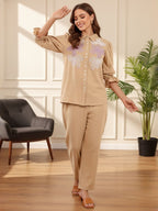 Cotton Embroidered Shirt With TrouserCo-Ords Set