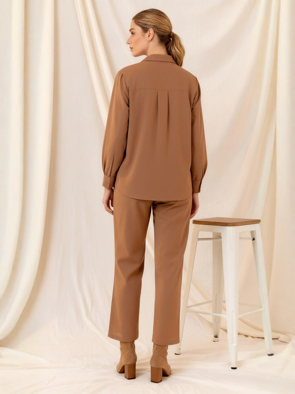 Cotton Brown Shirt With TrouserCo-Ords Set