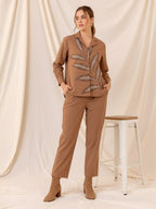 Cotton Brown Shirt With TrouserCo-Ords Set