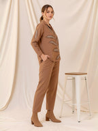 Cotton Brown Shirt With TrouserCo-Ords Set