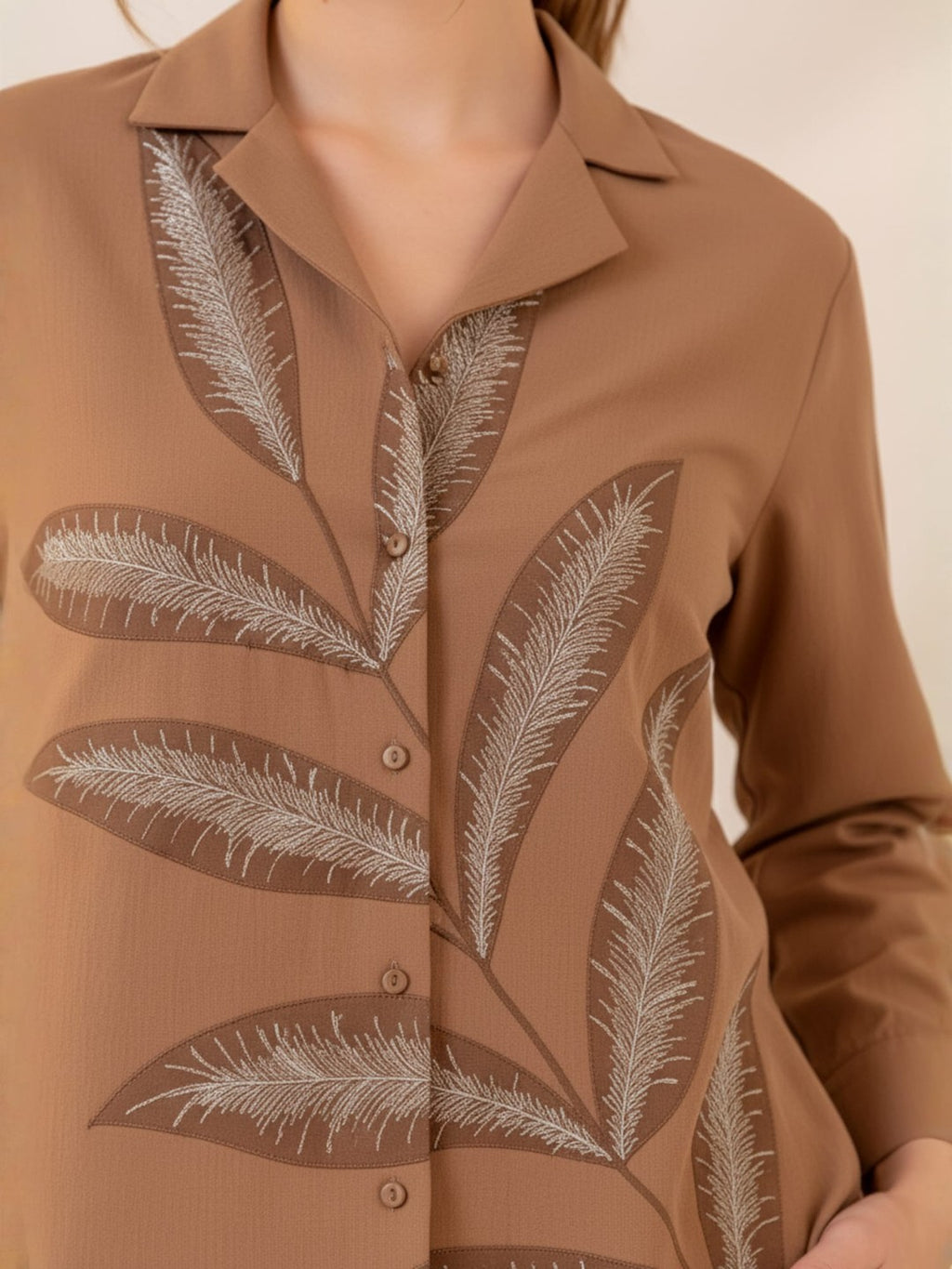 Cotton Brown Shirt With TrouserCo-Ords Set