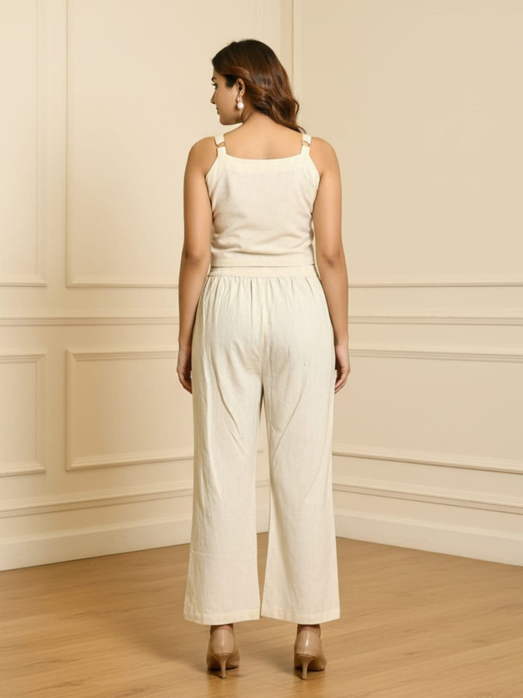 Cotton Embroidered Top With Trouser Co-Ords Set