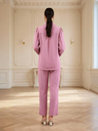 Cotton Pink Embroidered Shirt With TrouserCo-Ords Set