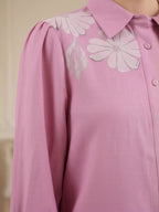 Cotton Pink Embroidered Shirt With TrouserCo-Ords Set