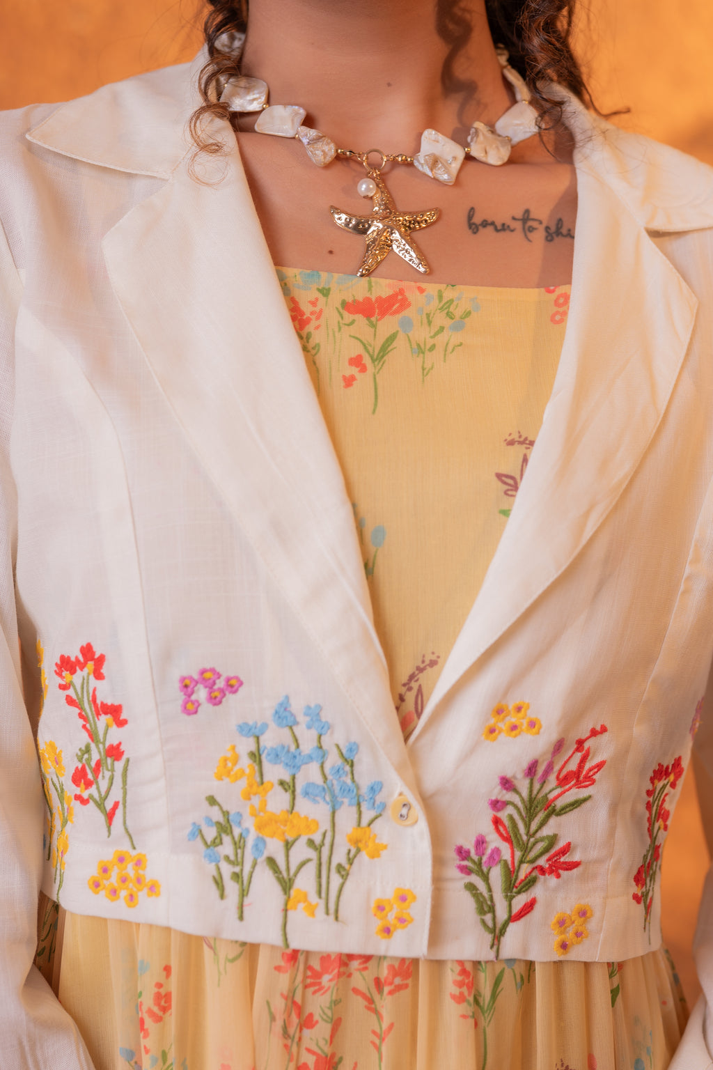 Zummer Yellow Floral Maxi Dress with Jacket
