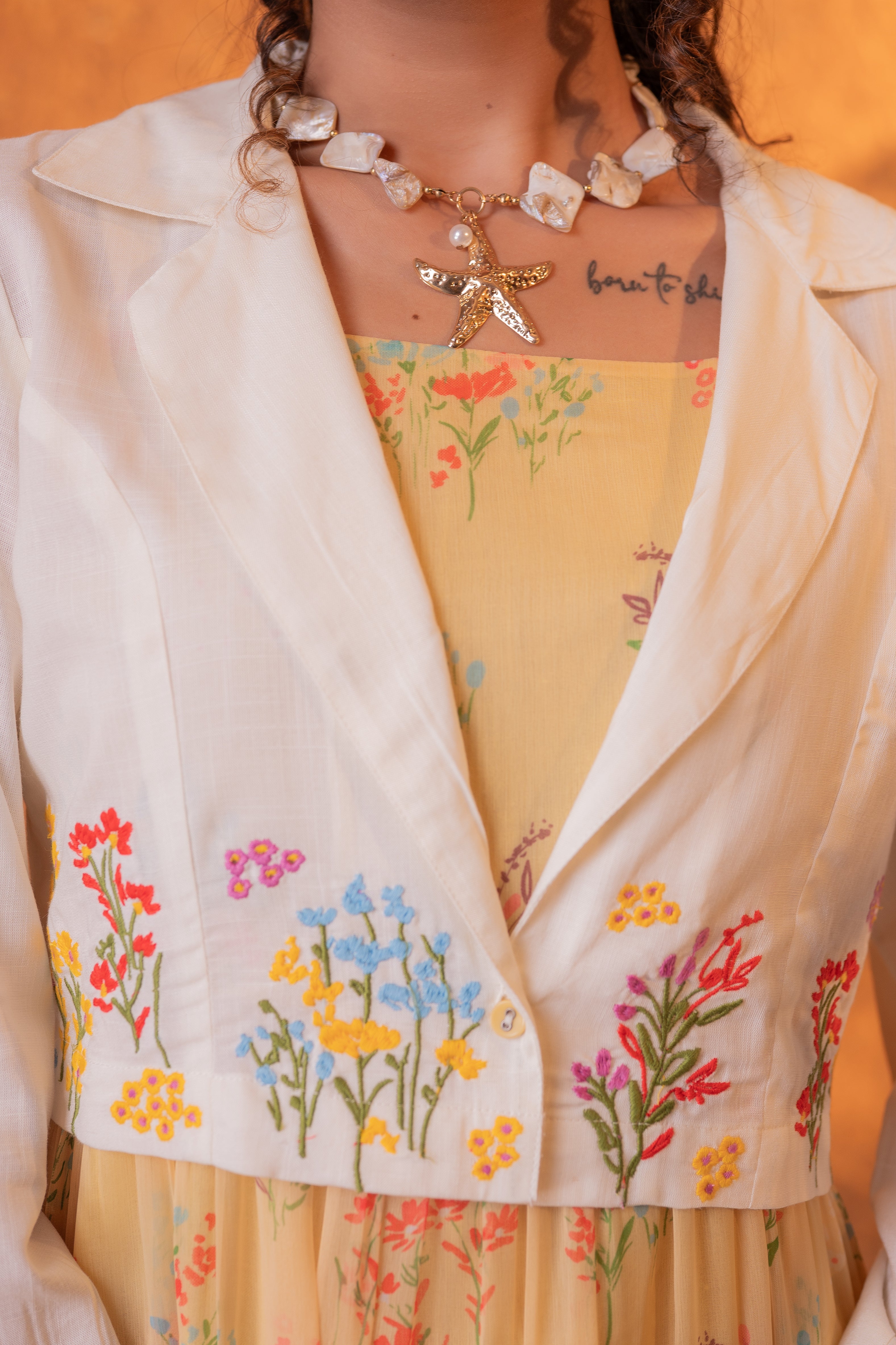 Zummer Yellow Floral Maxi Dress with Jacket