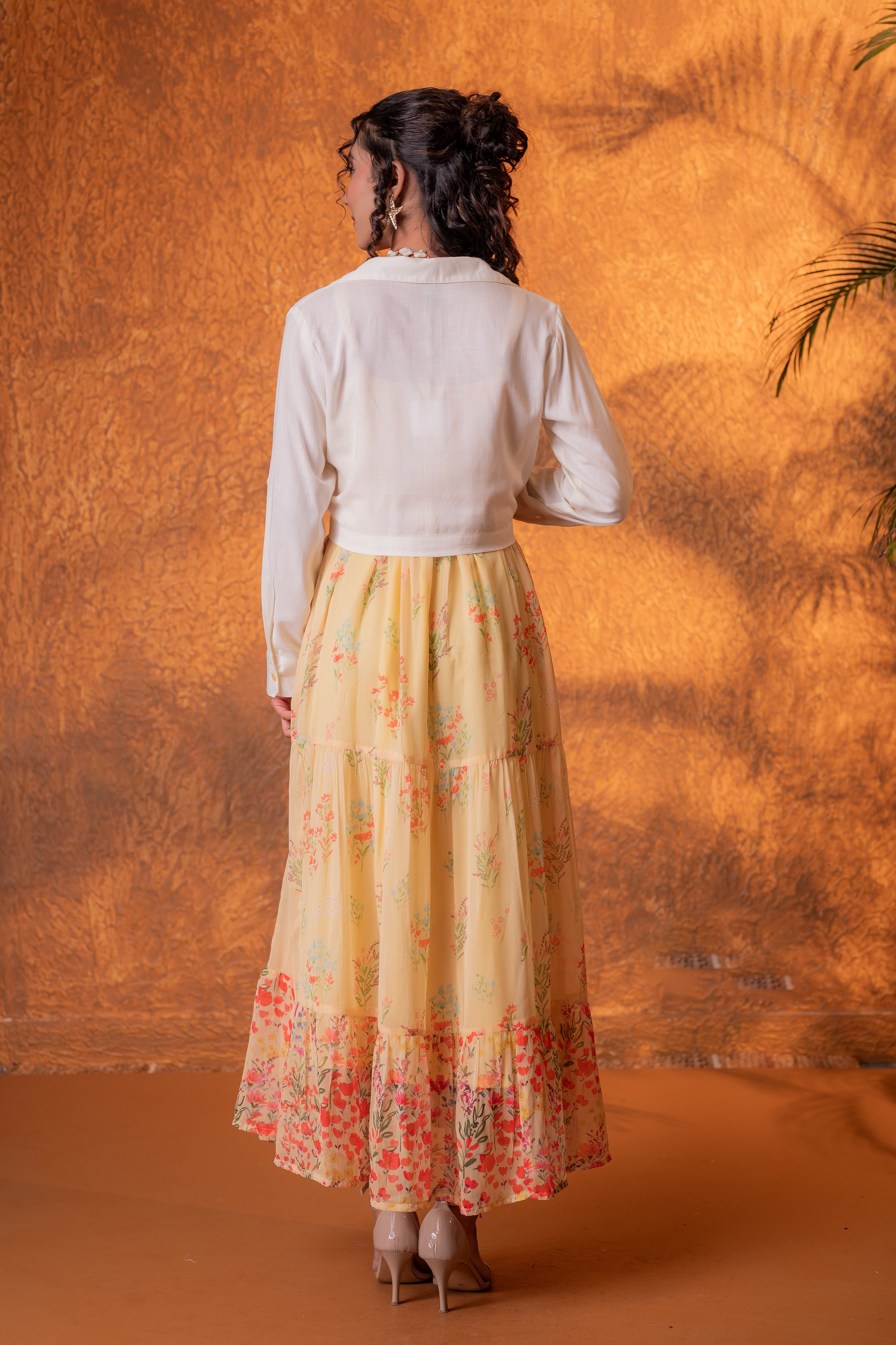 Zummer Yellow Floral Maxi Dress with Jacket