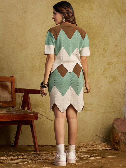 Zummer Women Multi Colour Pure Cotton Top & Skirt Co-Ord Set