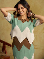 Zummer Women Multi Colour Pure Cotton Top & Skirt Co-Ord Set