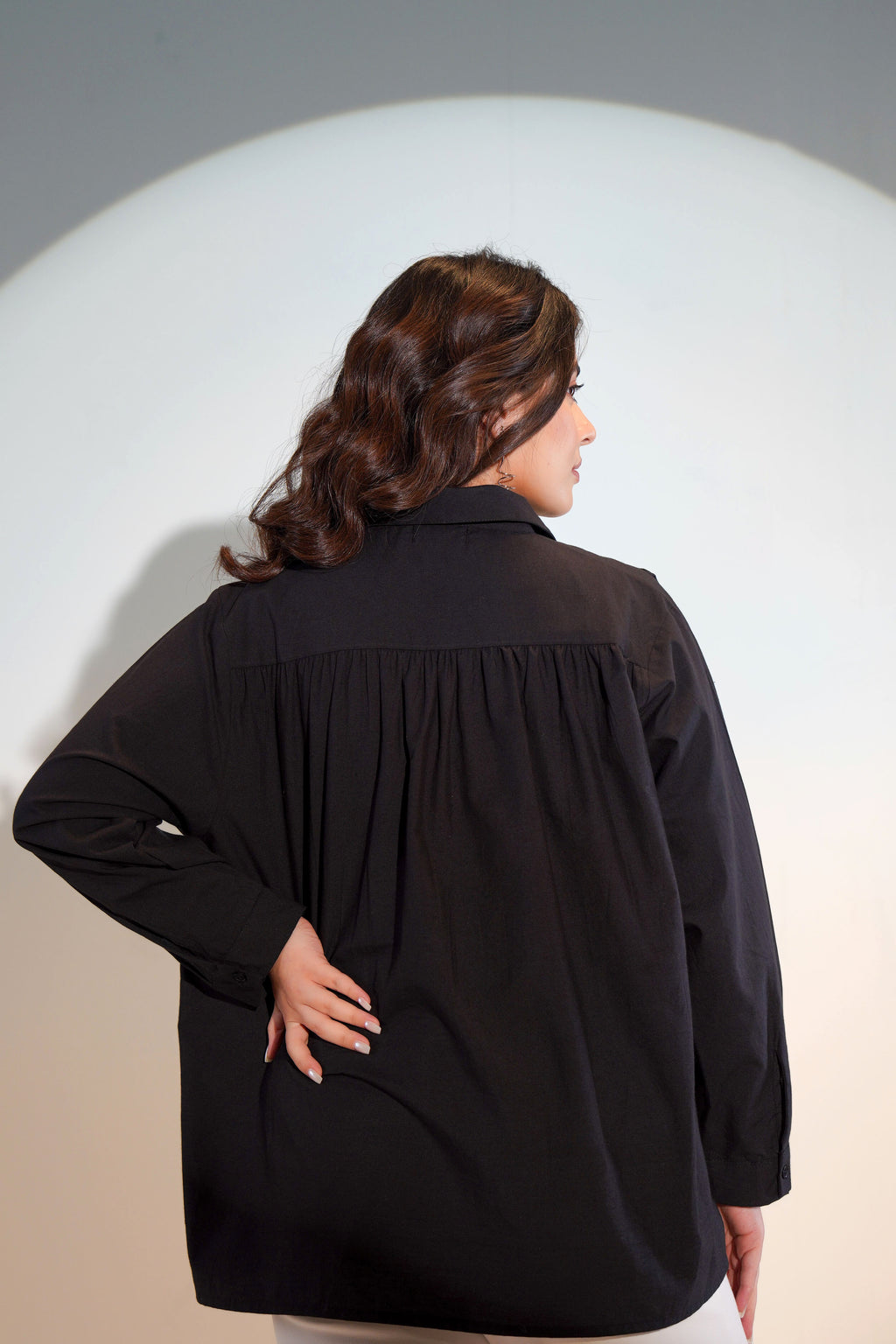 Cotton Black Embroidered Shirt