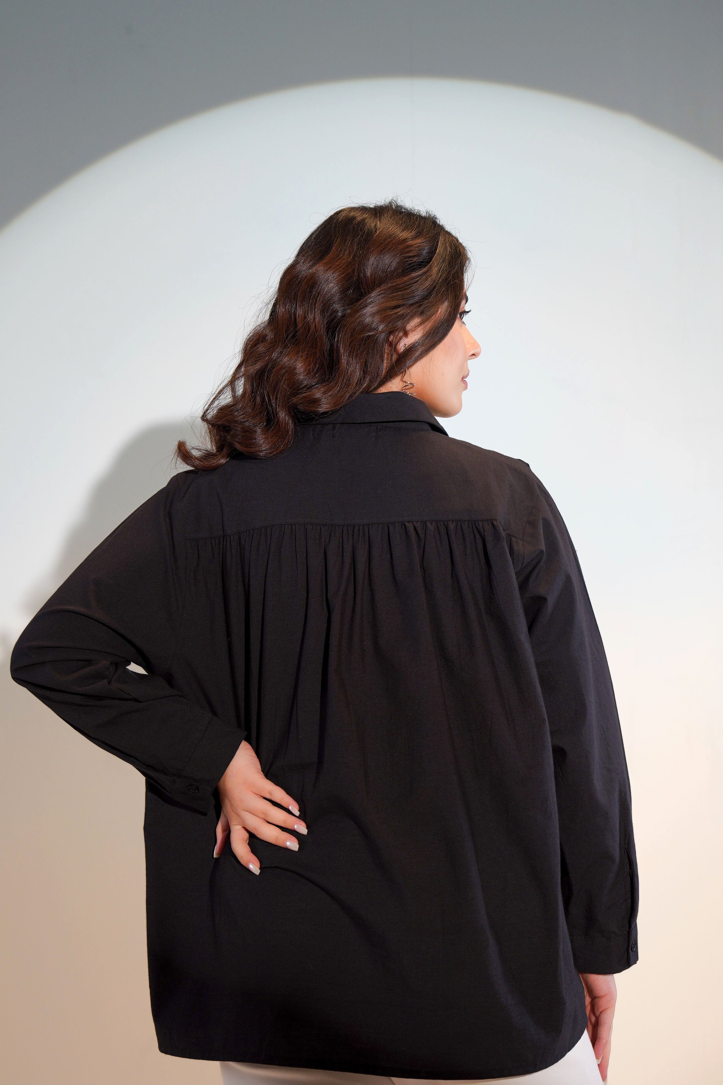 Cotton Black Embroidered Shirt