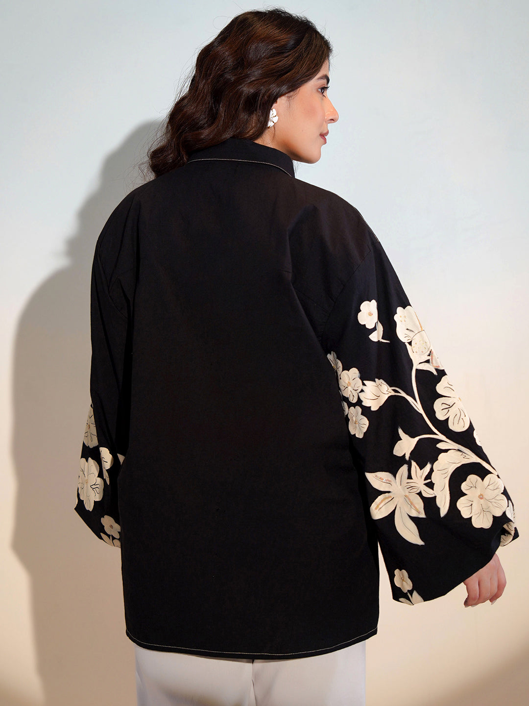 Cotton Black Colourblocked Shirt