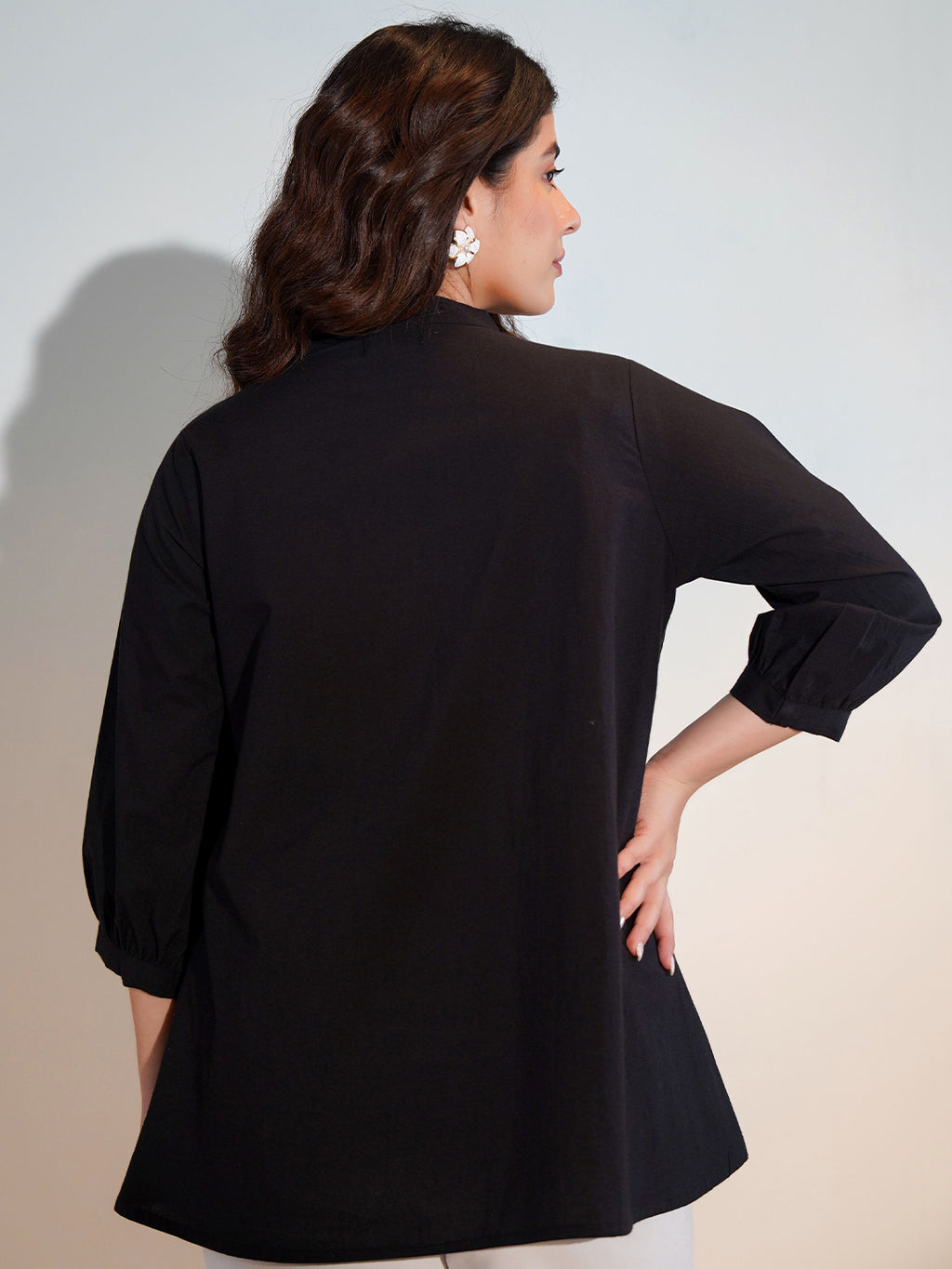Cotton Black Colourblocked Shirt
