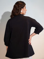 Cotton Black Colourblocked Shirt