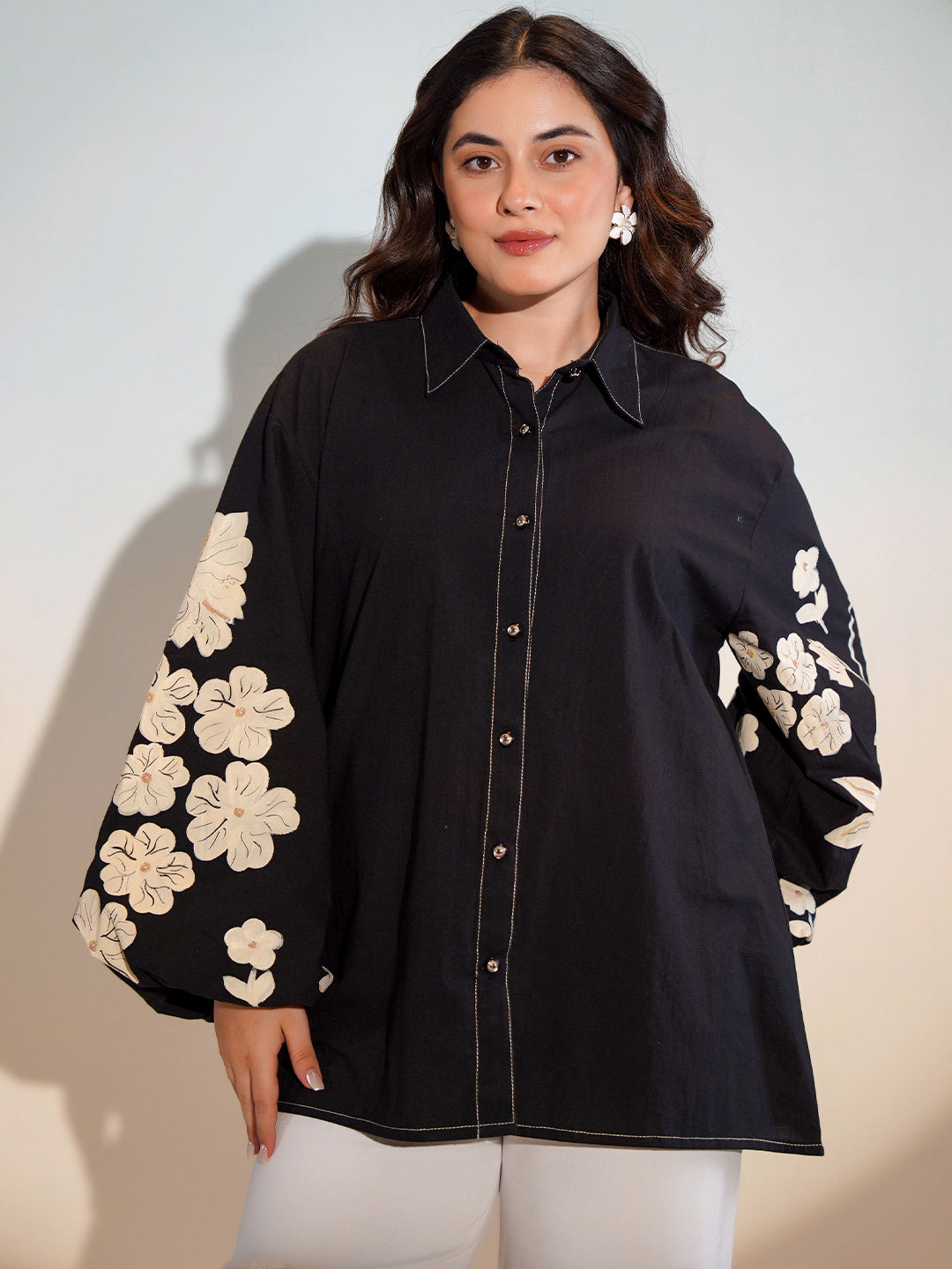 Cotton Black Colourblocked Shirt