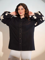 Cotton Black Colourblocked Shirt