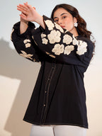 Cotton Black Colourblocked Shirt