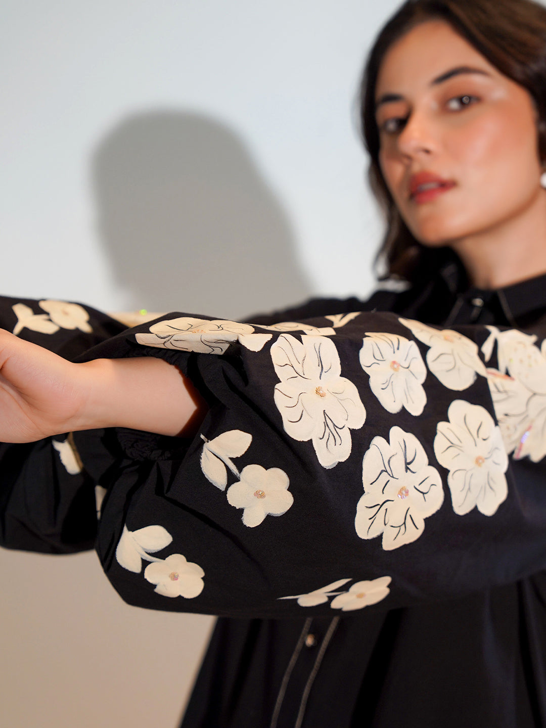 Cotton Black Colourblocked Shirt