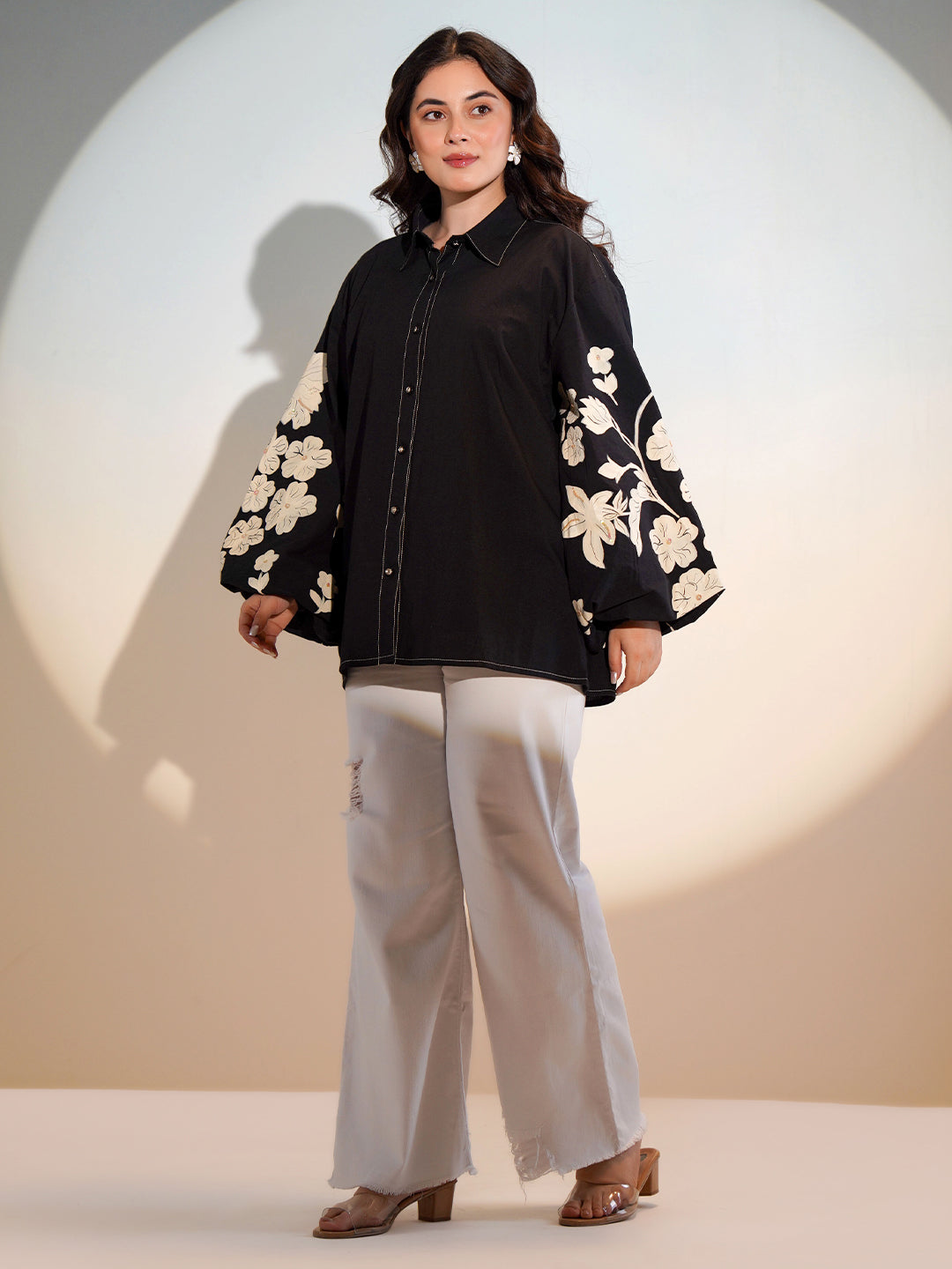Cotton Black Colourblocked Shirt