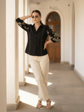 Zummer Floral Printed Shirt – Black Relaxed Fit Cotton Shirt