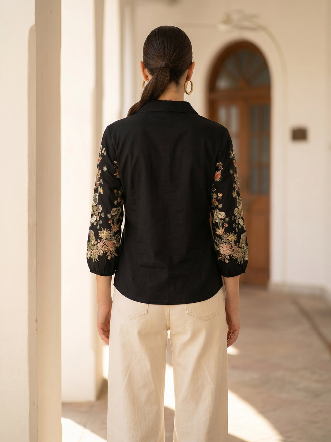 Zummer Floral Printed Shirt – Black Relaxed Fit Cotton Shirt
