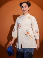 Cotton Cream Embroidered Shirt