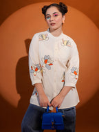 Cotton Cream Embroidered Shirt