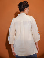 Cotton Cream Embroidered Shirt