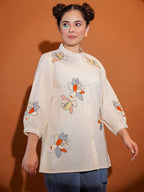 Cotton Cream Embroidered Shirt