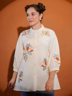Cotton Cream Embroidered Shirt