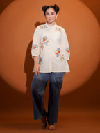 Cotton Cream Embroidered Shirt