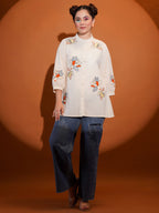 Cotton Cream Embroidered Shirt