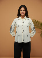 Cotton Cream Embroidered Shirt