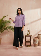 Cotton Purple Embroidered Shirt