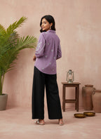 Cotton Purple Embroidered Shirt