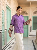 Zummer Women Purple Bandhani Printed Cotton Shirt